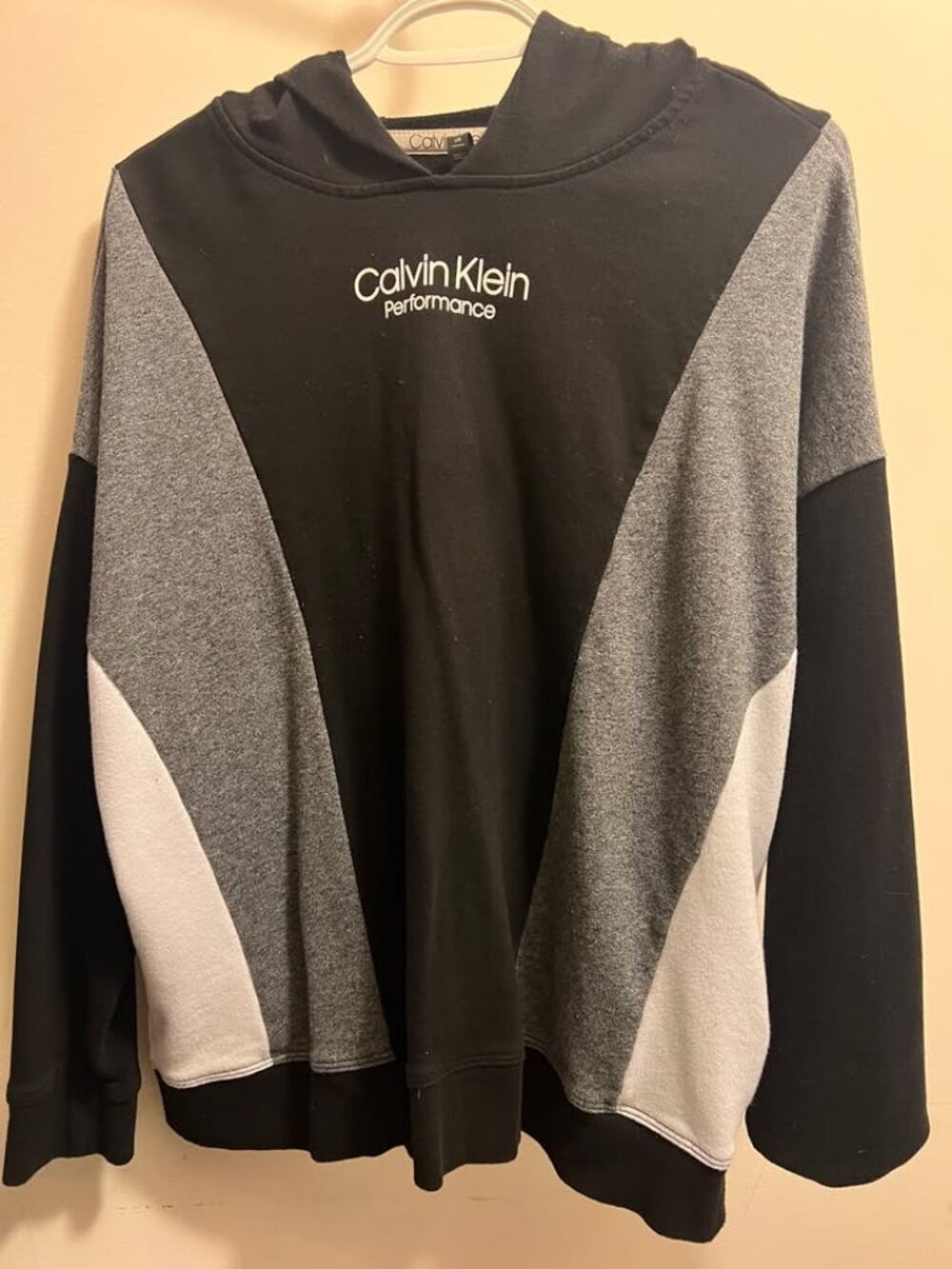 Calvin Klein Performance Hoodie Womens Large Colorblock Black Grey